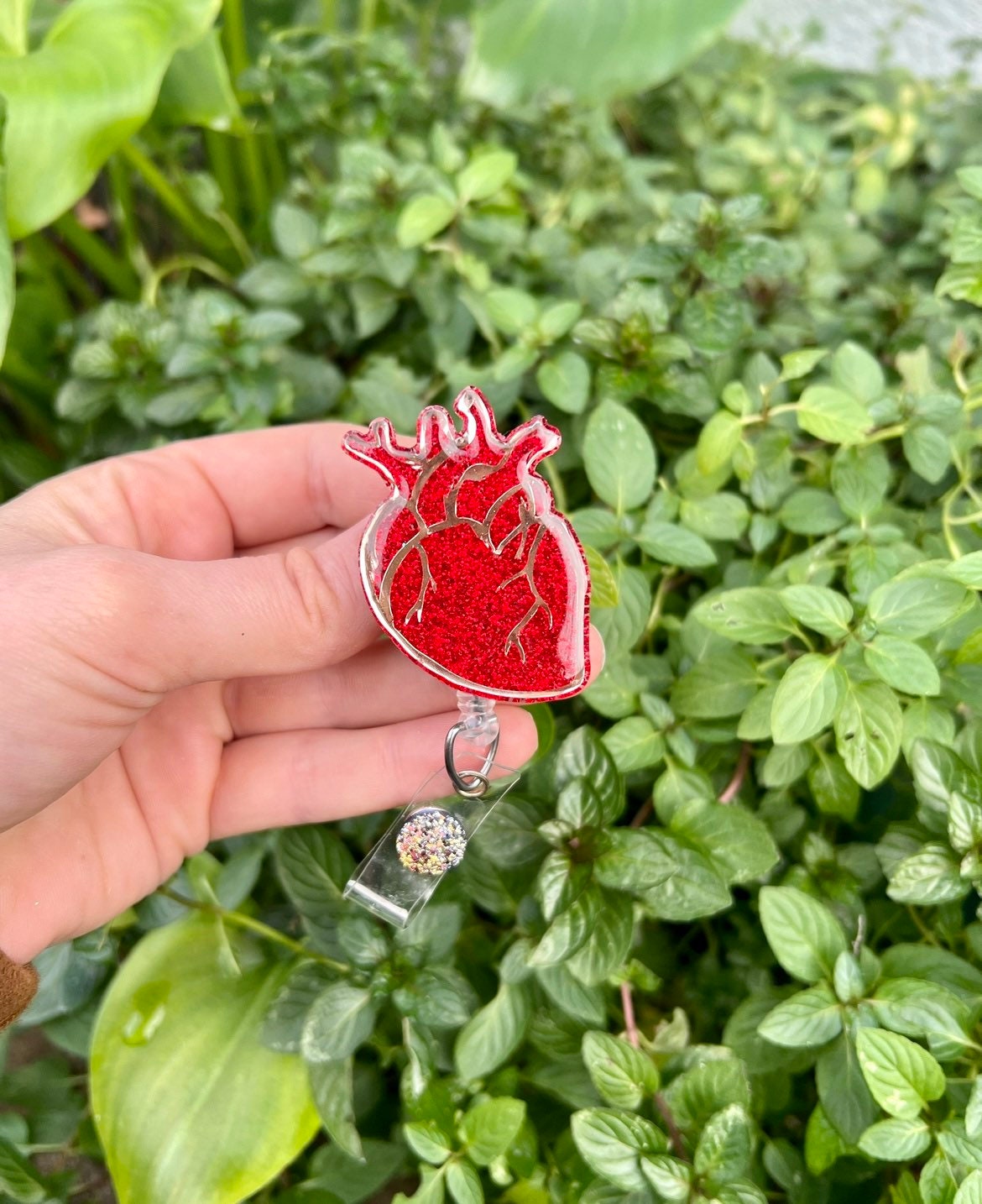 Red Anatomical Glitter Heart Badge Reel – Eleanor Rose Design Co